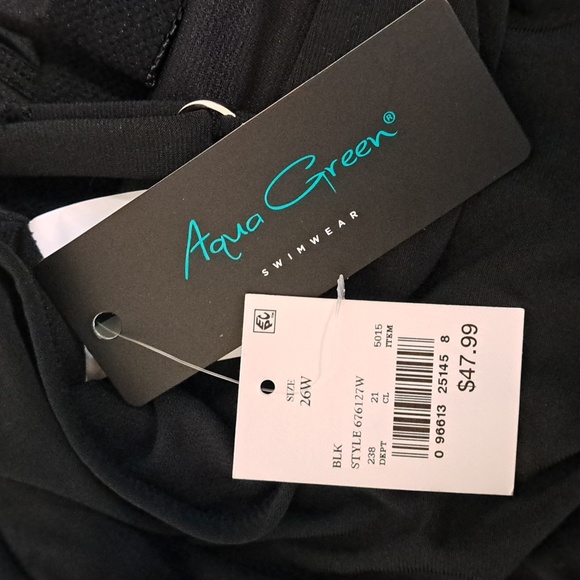 Aqua Green UPF 50 High Neck Swim Romper with Pockets One Piece Swimsuit - Picture 10 of 12